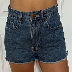 Cotton on high waisted dark wash denim shorts